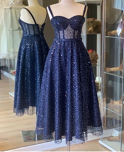 Lenta moda lacivert abiye