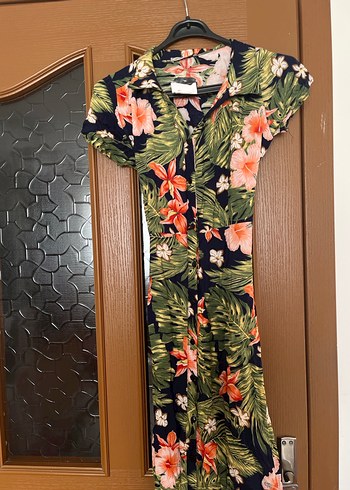 Çiçek Desenli V Yaka Uzun Bohem Elbise - Görsel 2