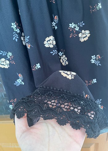 Dantel Detaylı Siyah Bohem Midi Elbise - Görsel 3