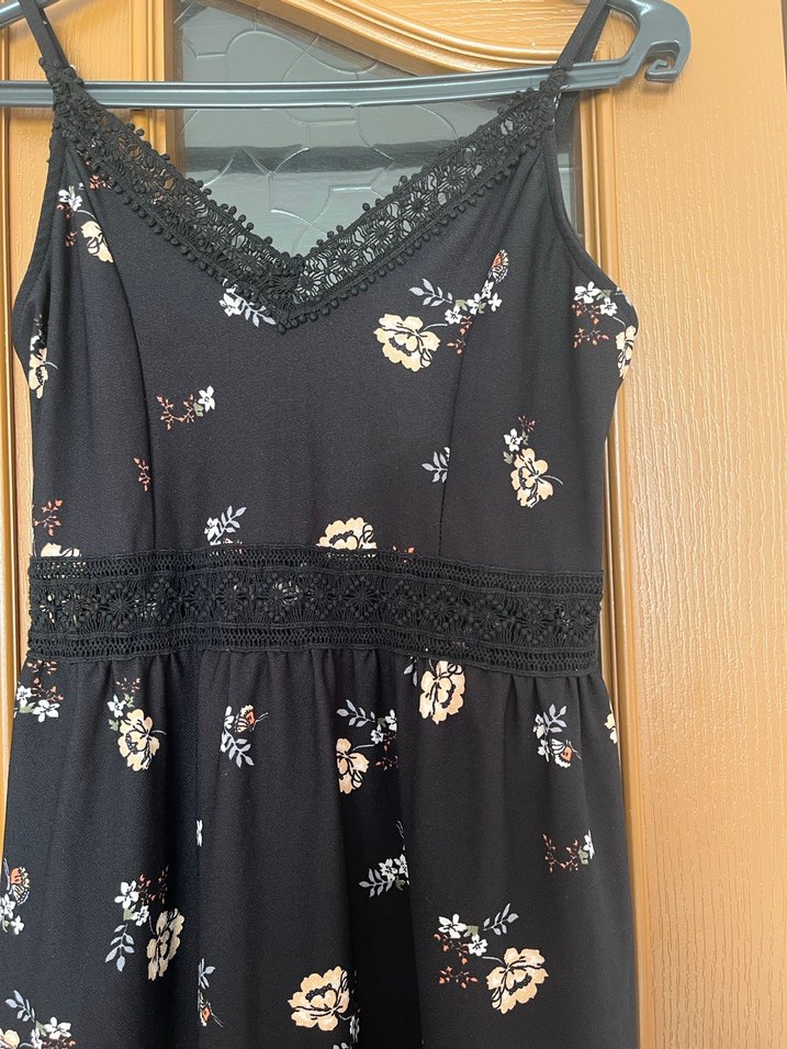 Dantel Detaylı Siyah Bohem Midi Elbise - Görsel 2