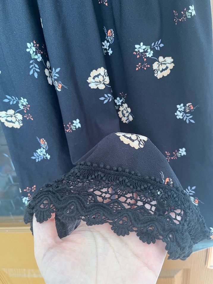 Dantel Detaylı Siyah Bohem Midi Elbise - Görsel 3