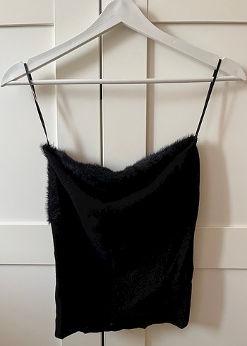 Mango Mango Kürk Detaylı Siyah Strappy Kadın üst