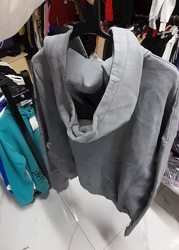 Peluş Oyuncaklı Gri Kapüşonlu Ceket - Görsel 3