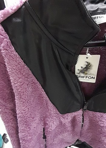 Mor Peluş Detaylı Kadın Mont - Görsel 2