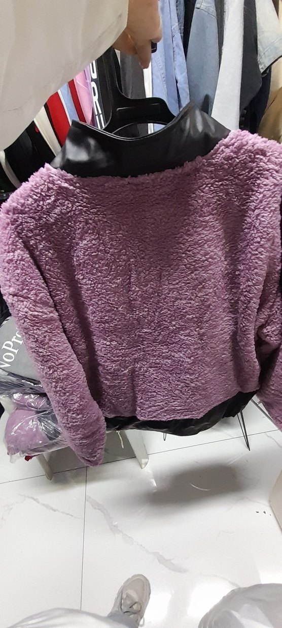 Mor Peluş Detaylı Kadın Mont - Görsel 3