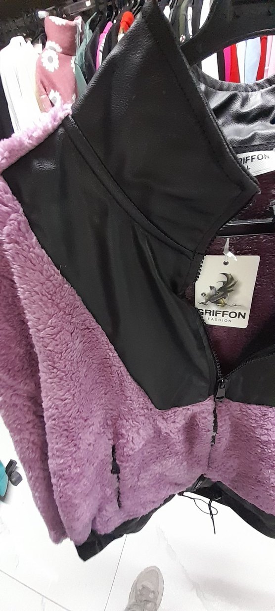 Mor Peluş Detaylı Kadın Mont - Görsel 2