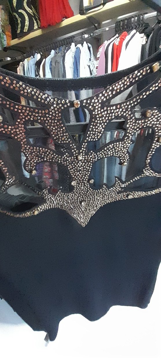 Uzun Kollu Siyah Payetli Gotik Bluz - Görsel 2