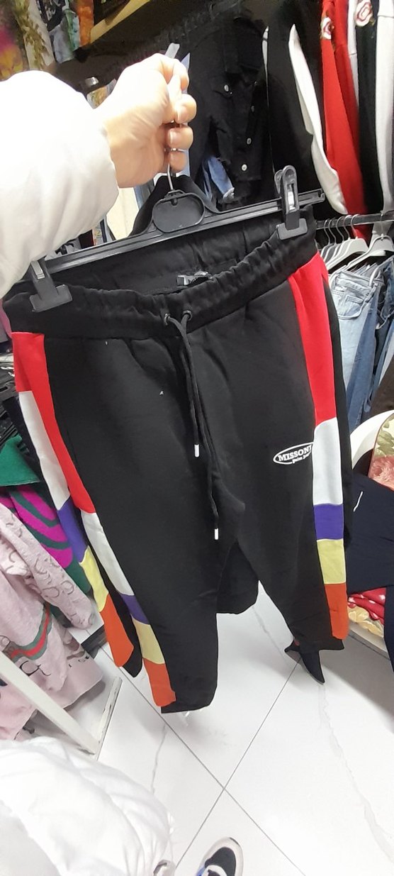 Fermuarlı Siyah Çok Renkli Erkek eşofman takımı - Görsel 2