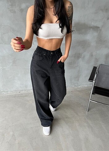 38 Beden siyah Renk Tarz baggy model jeans 