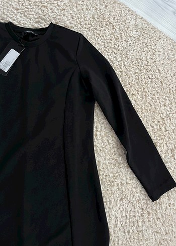 Siyah Uzun Kollu Midi Yırtmaçlı Elbise - Görsel 3