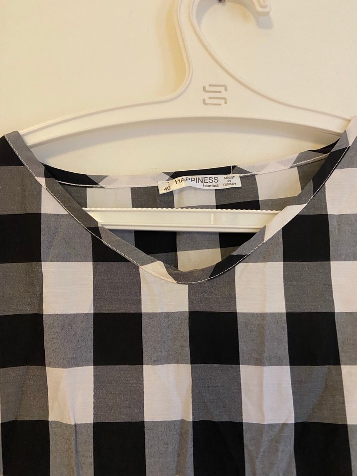 Gri Ekose Fırfırlı Midi Elbise - Görsel 2