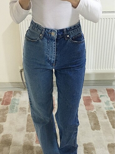 iki renkli koton wide leg jean