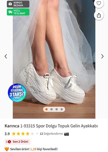 Kadın Beyaz Dolgu Topuklu Spor Gelin Ayakkabı