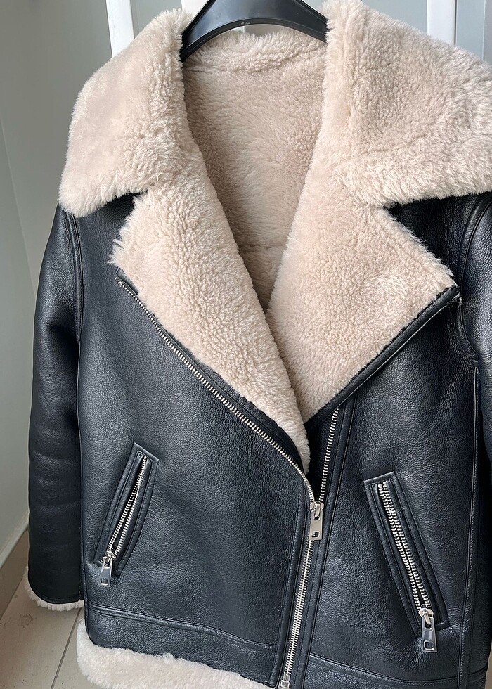 Mango kürklü deri ceket - Görsel 2