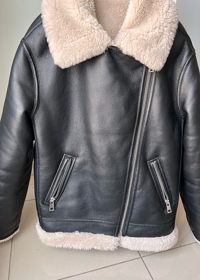 Mango kürklü deri ceket - Görsel 3