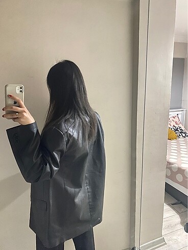 Diğer Siyah Deri Blazer