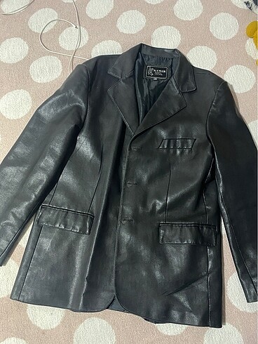 m Beden Siyah Deri Blazer