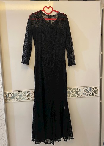 44 Beden siyah Renk Dantelli Siyah Uzun Gotik Elbise