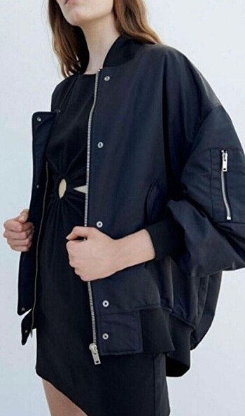 xs Beden lacivert Renk ZARA OWERSİZE BOMBER CEKET