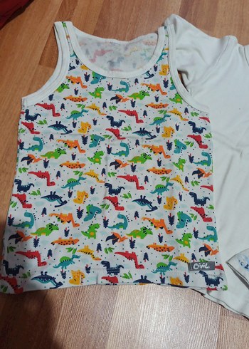 Çocuk Baskılı ve Düz Atlet Seti - Görsel 3