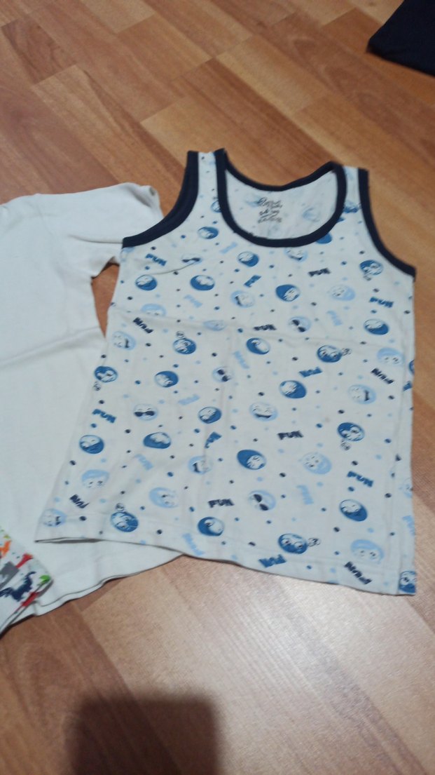 Çocuk Baskılı ve Düz Atlet Seti - Görsel 4