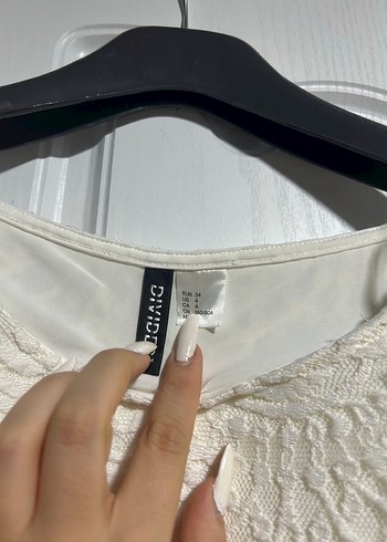 H&M Dantel Detaylı Beyaz Mini Elbise