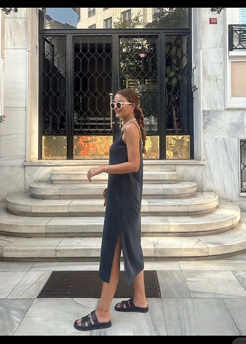 Oysho Antrasit Uzun Askılı Elbise Oysho
