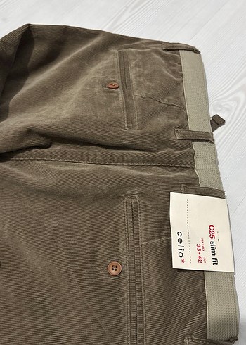 Kahverengi Kadife ErkekPantolonu, Kemerli - Görsel 2