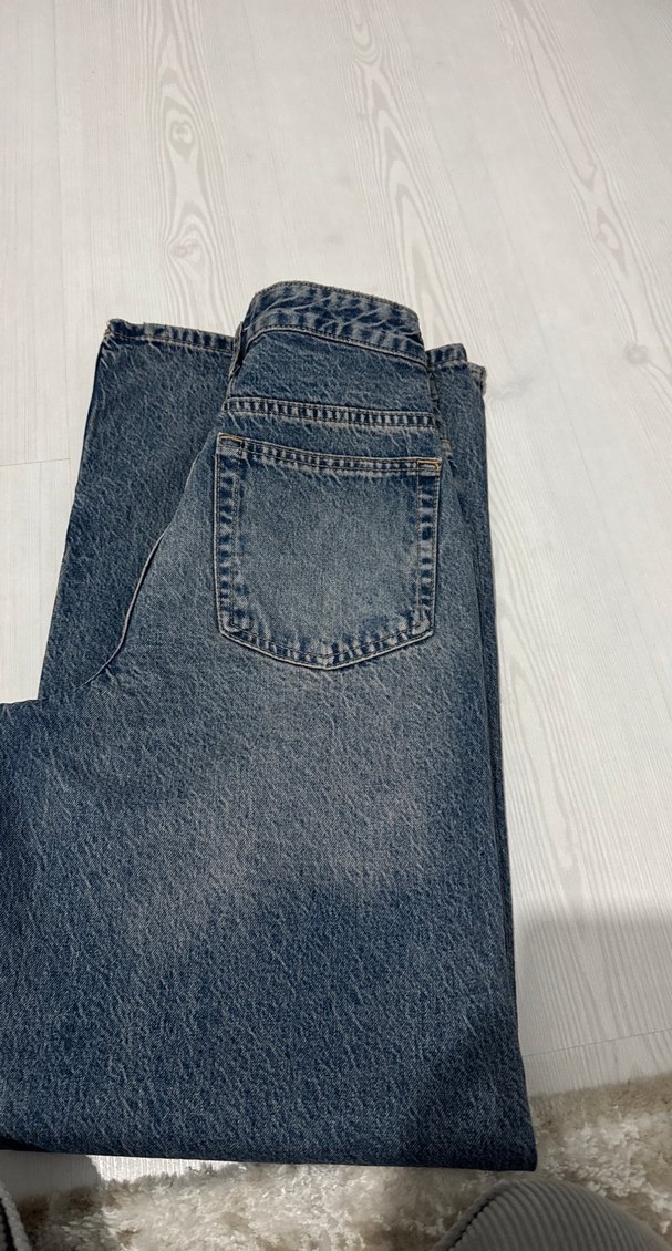Kadın mavi Bol Kesim Midi Denim Jean - Görsel 4