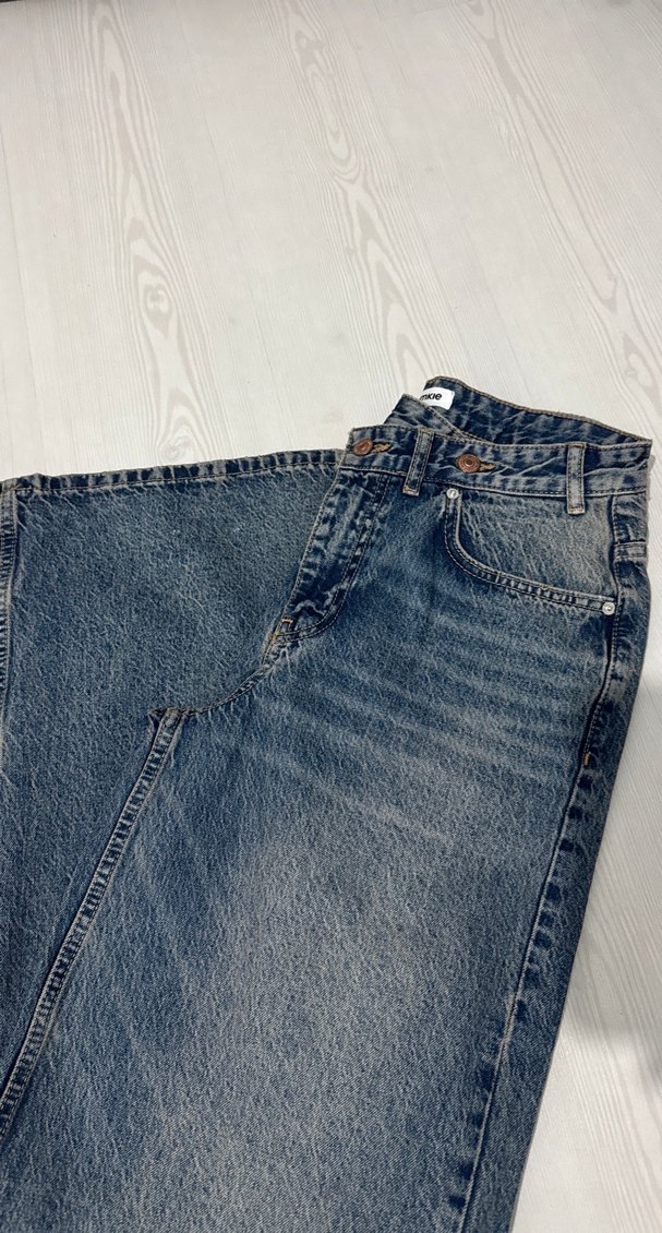 Kadın mavi Bol Kesim Midi Denim Jean - Görsel 2