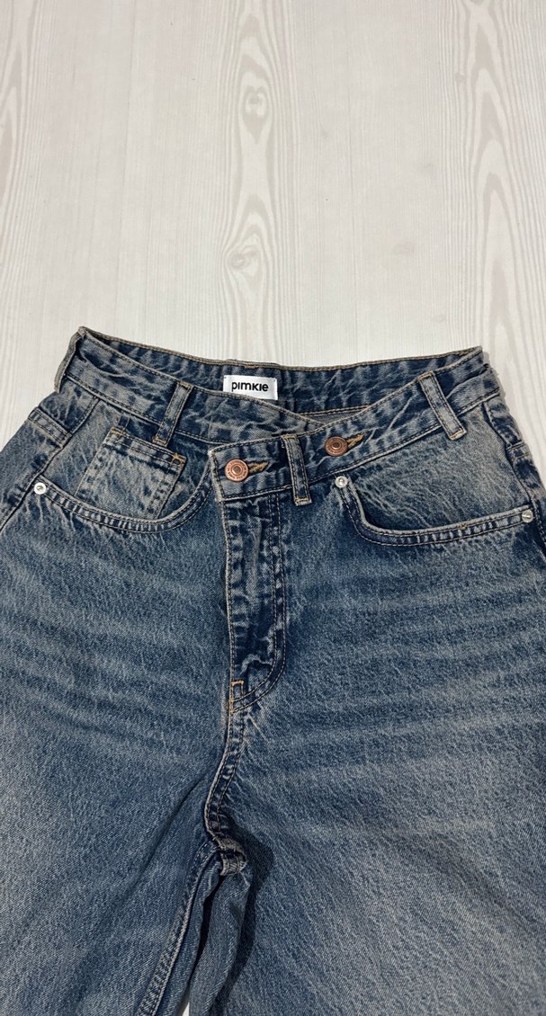 Kadın mavi Bol Kesim Midi Denim Jean - Görsel 3