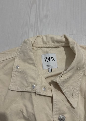 Zara denim çeket Kadın krem renk - Görsel 2