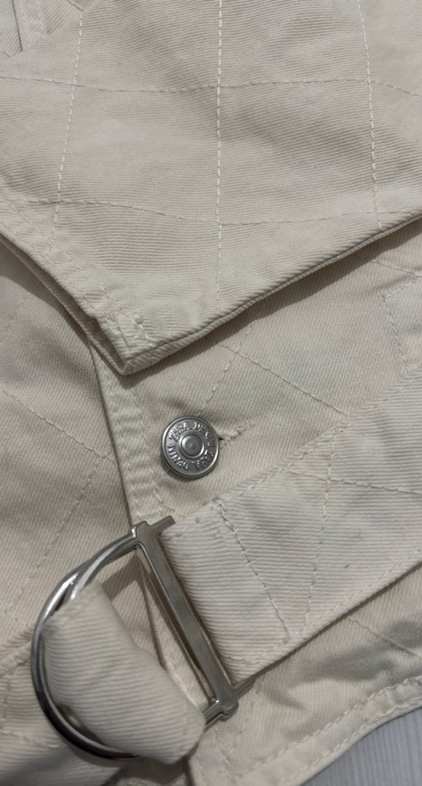 Zara denim çeket Kadın krem renk - Görsel 3