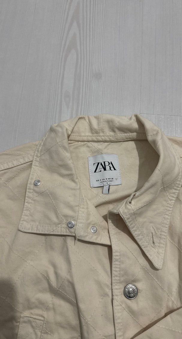 Zara denim çeket Kadın krem renk - Görsel 2