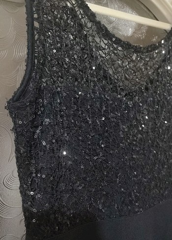 Siyah Payetli Midi Abiye Elbise - Görsel 3