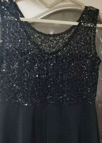 Siyah Payetli Midi Abiye Elbise - Görsel 4