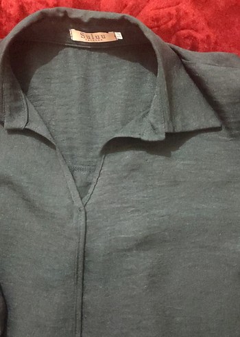 siyah Keten Kadın Gömlek, Salaş Kesim, yarım Kollu - Görsel 3