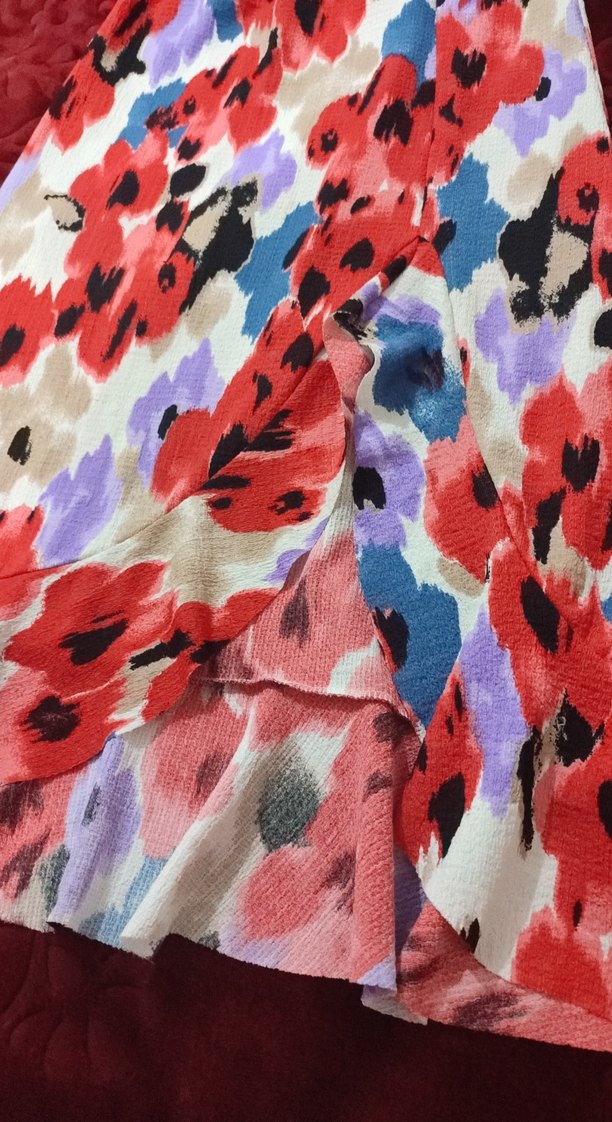 Renkli Bağlama Desenli Salaş Midi Etek - Görsel 2