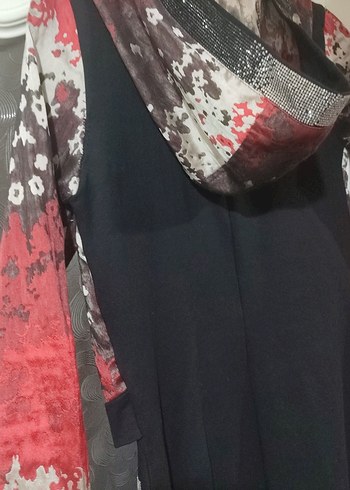 Kadın Kırmızı Baskılı Kısa Fermuarlı elbise - Görsel 5