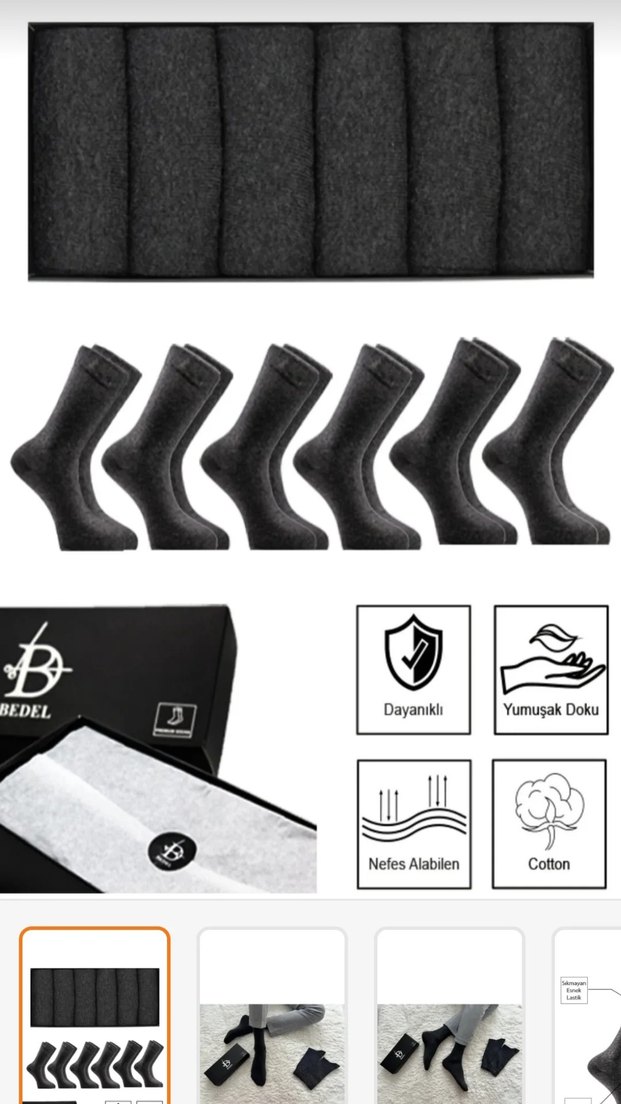 Dikişsiz Gri Erkek Çorab - Görsel 2