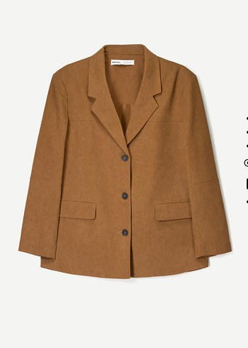 Tarçın süet Düğmeli Keten Kadın Blazer