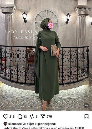 Kadın Haki Uzun Drapeli Elbise
