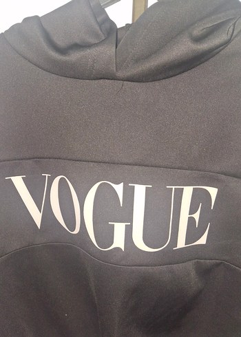 V Yaka Siyah Kadın Sweatshirt - Görsel 3