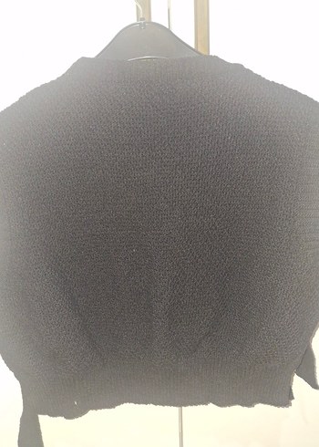 Siyah Örgü Kolsuz Mini Kazak Yelek - Görsel 4