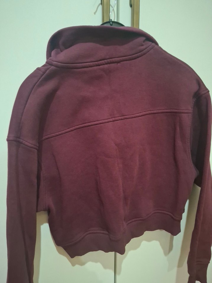 Bordo Yarım Fermuarlı Kadın Sweatshirt - Görsel 5