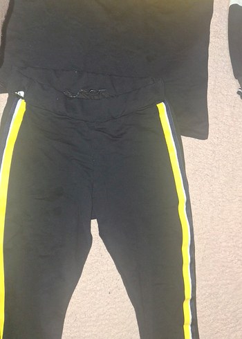 Sarı Siyah Kadın Kapüşonlu Eşofman Takımı - Görsel 4