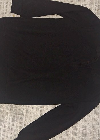 Düğmeli Siyah Erkek Sweatshirt - Görsel 3