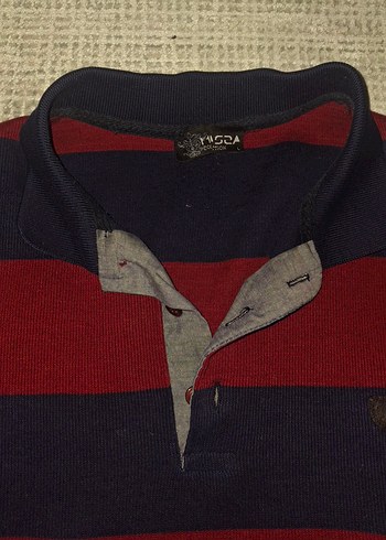 Bordo Lacivert Çizgili Uzun Kollu Polo Tişört - Görsel 3