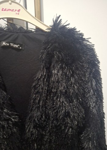 Siyah Midi Boy Kürk Detaylı Kadın Ceket - Görsel 5