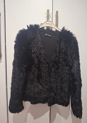 Siyah Midi Boy Kürk Detaylı Kadın Ceket - Görsel 2